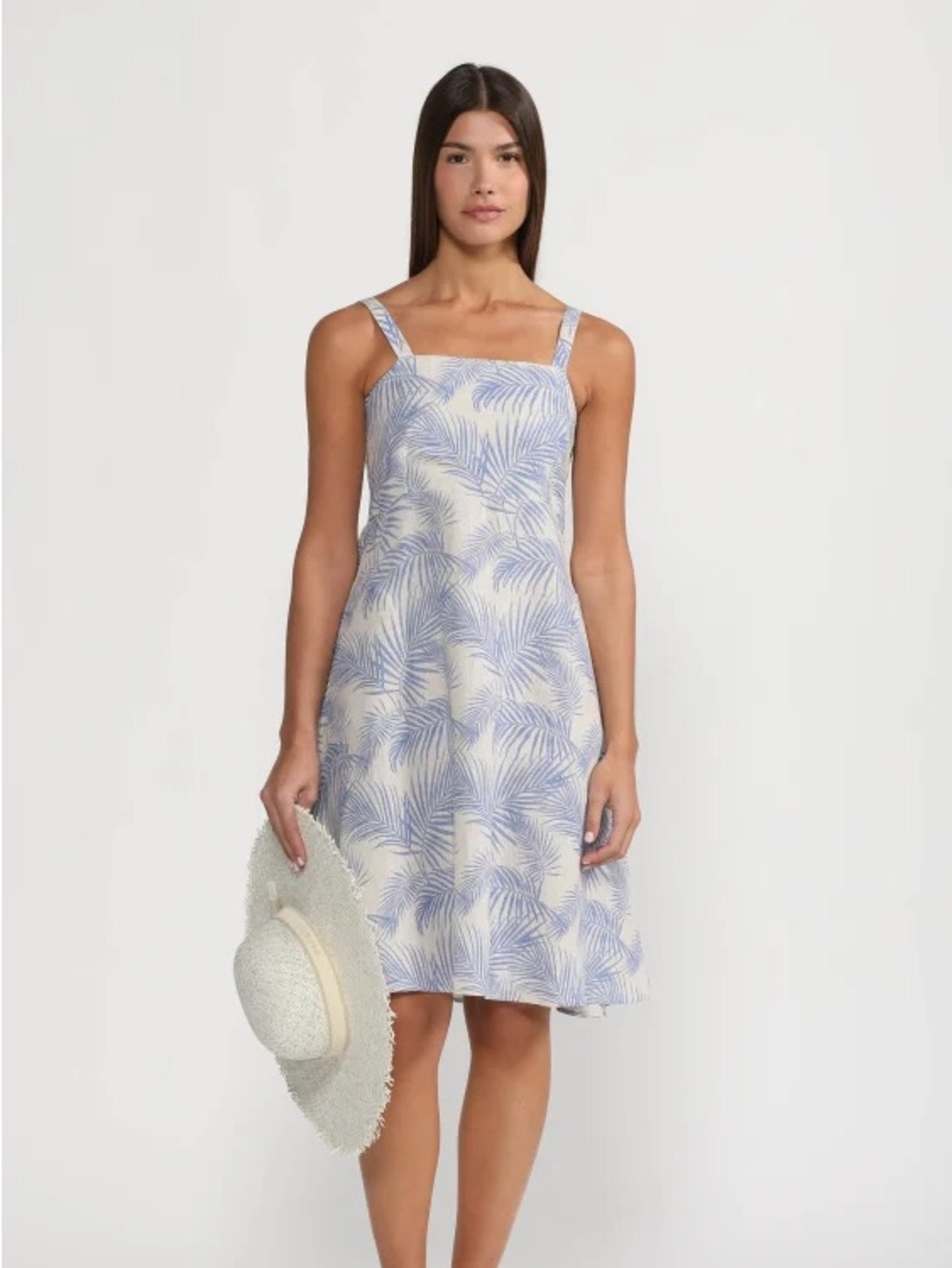 MARE BLU Aqua Blue Black Palm Tree Print Slip Dress Milano Italy Stretch Small